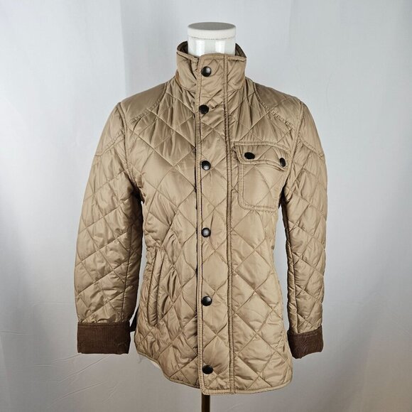 Ralph Lauren Quilted Barn Jacket Medium Leather Trim Tan Utility Trucker Coat - Picture 4 of 16